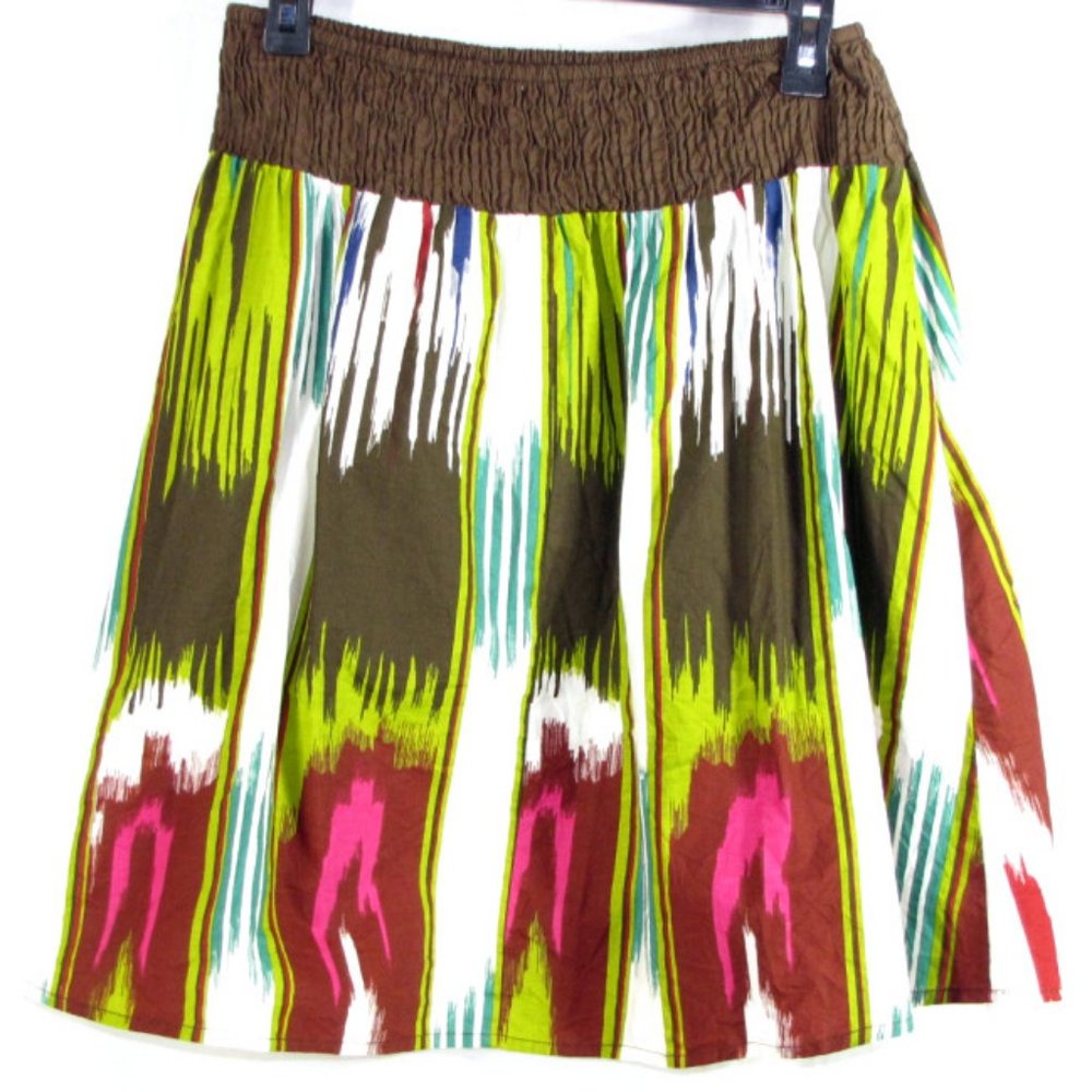 SALE! Colorful Abstract Flare Brown Pink Midi Knee Skirt